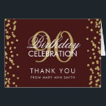 Gold Burgundy 90th Birthday Thank you Glitter<br><div class="desc">Elegant 90th Birthday Party Gold Faux Glitter Confetti Burgundy template. Easy to use and easy to personalise. Order Today!</div>
