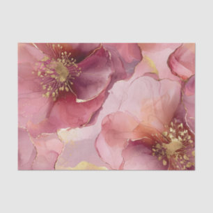 Gold Burgundy Blush Pink Flowers Bridal Shower Tissue Paper