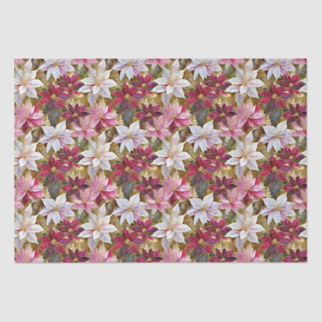 Gold Burgundy Bronze Pink Red White Poinsettia Tissue Paper (Front)
