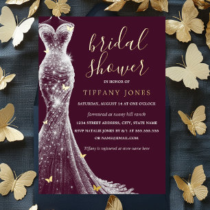 Gold Burgundy Butterfly Dress Bridal Shower