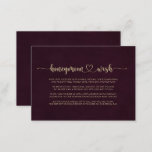 Gold Burgundy Calligraphy Honeymoon Wish  Enclosure Card<br><div class="desc">This gold burgundy calligraphy honeymoon wish enclosure card is perfect for a rustic wedding. The design features a beautiful gold calligraphy font in a maroon background to embellish your event.</div>