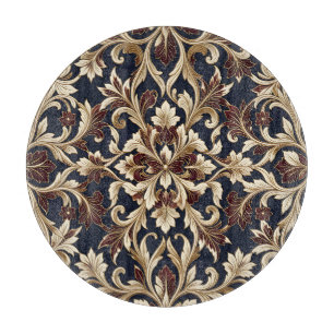 Gold Burgundy Damask Pattern Ornate Baroque Cutting Board