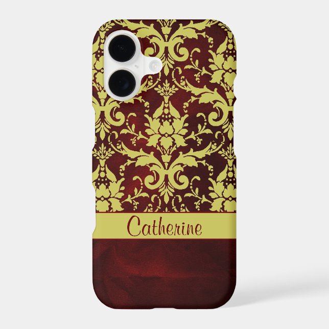 Gold Burgundy Damask Personalised (Back)