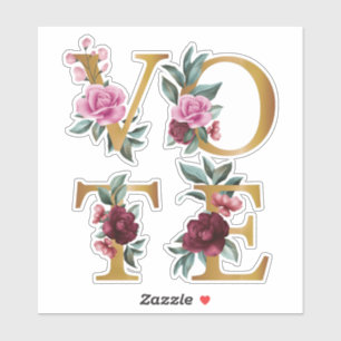 Gold Burgundy Floral Elegant Feminine Go Vote