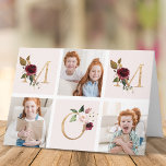 Gold Burgundy Floral MOM Multi Photo Mothers Day Card<br><div class="desc">Affordable custom printed Mother's Day card personalized with your photos and text. This modern minimalist design features a multi photos layout for 3 photos and the word MOM in gold sparkle decorated in burgundy and pink floral. Add another photo and your personalized greeting on the inside.</div>