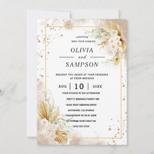 Gold Burgundy Gold Blush Pink Wedding Invitation