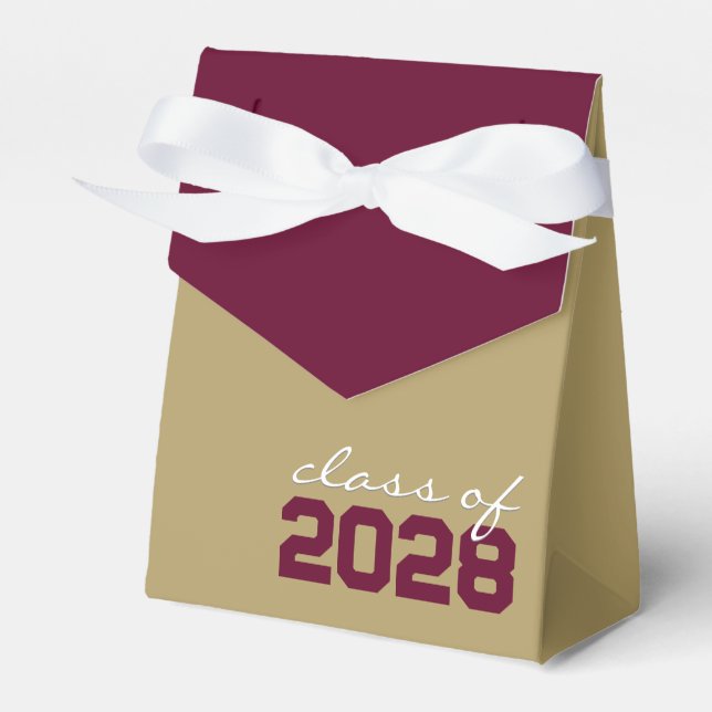Gold & Burgundy Graduation Favour Boxes (Front Side)