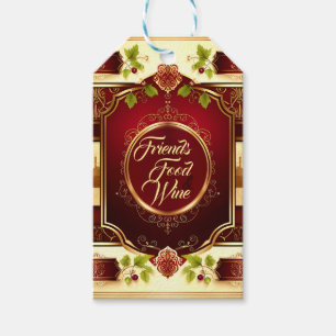 Gold Burgundy Maroon Good Friends Gift Festive  Tags