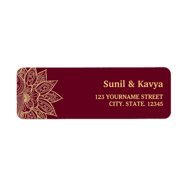 Gold Burgundy Mehendi Henna Indian Wedding (Front)