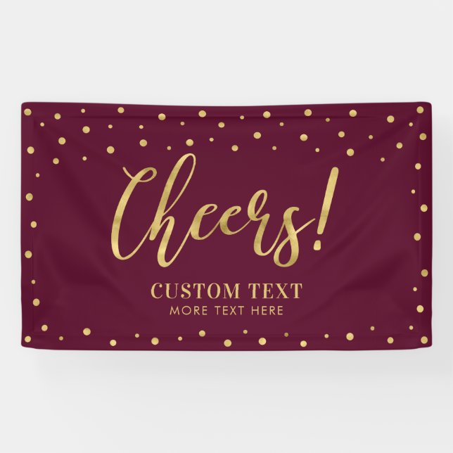 Gold & Burgundy Modern Cheers All Occasions Party Banner (Horizontal)