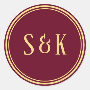 Gold Burgundy Monogram Envelope Seal