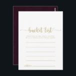 Gold Burgundy Simple Bucket List Cards<br><div class="desc">These gold burgundy simple bucket list cards are the perfect activity for a simple wedding reception or bridal shower. The simple and elegant design features classic and fancy script typography in a white and maroon background. Change the wording to suit any life event. Bucket list sign is sold separately.</div>