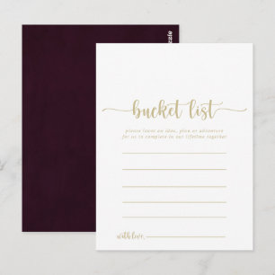 Gold Burgundy Simple Bucket List Cards