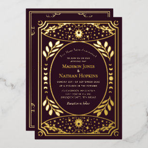Gold & Burgundy Vintage Tarot Gothic Wedding Foil