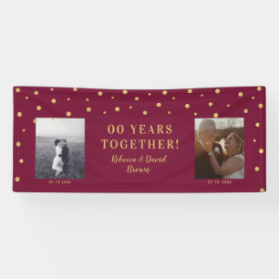 Gold & burgundy   Wedding Anniversary Party Banner
