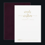 Gold Burgundy Wedding Words of Wisdom  Advice Card<br><div class="desc">This gold burgundy wedding words of wisdom advice card is perfect for a rustic wedding. The simple and elegant design features a gold classic and fancy script typography in a white and maroon background. These cards are perfect for a wedding, bridal shower, baby shower, graduation party & more. Personalise the...</div>