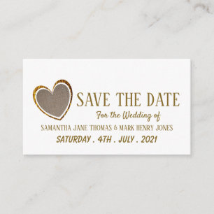 Gold Burlap Heart, Save the Date Enclosure Card