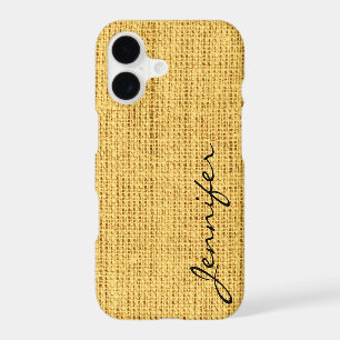 Gold Burlap Rustic Linen Monogram