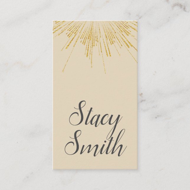 Gold Burst | Beige / Grey Business Card (Front)