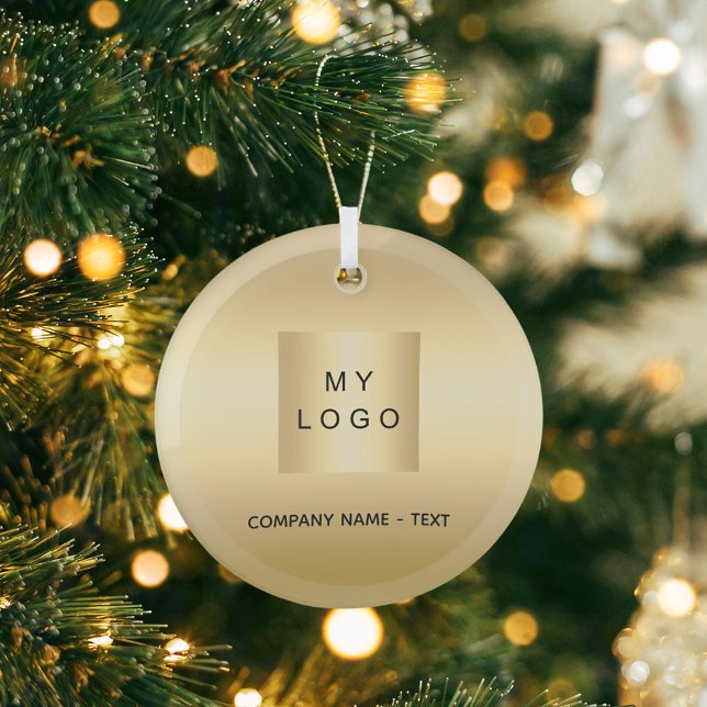 Gold business company logo Christmas Glass Tree Decoration (Creator Uploaded)