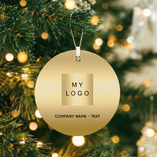 Gold business company logo Christmas Metal Tree Decoration