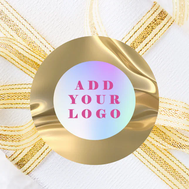 Gold business logo classic round sticker | Zazzle