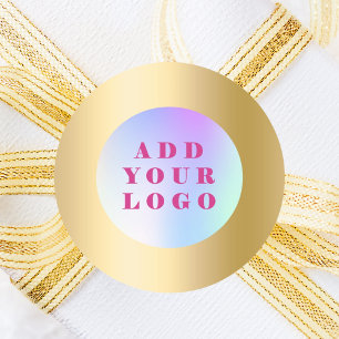 Gold business logo classic round sticker