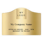 Gold business logo name opening hours