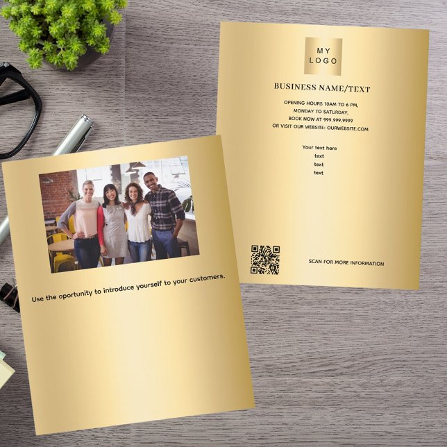 Gold business logo photo qr code flyer (Creator Uploaded)