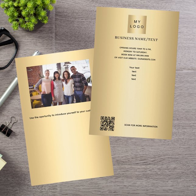 Gold business logo photo qr code flyer (Creator Uploaded)