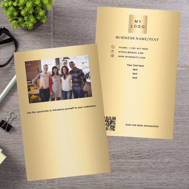 Gold business logo photo qr code flyer (Creator Uploaded)