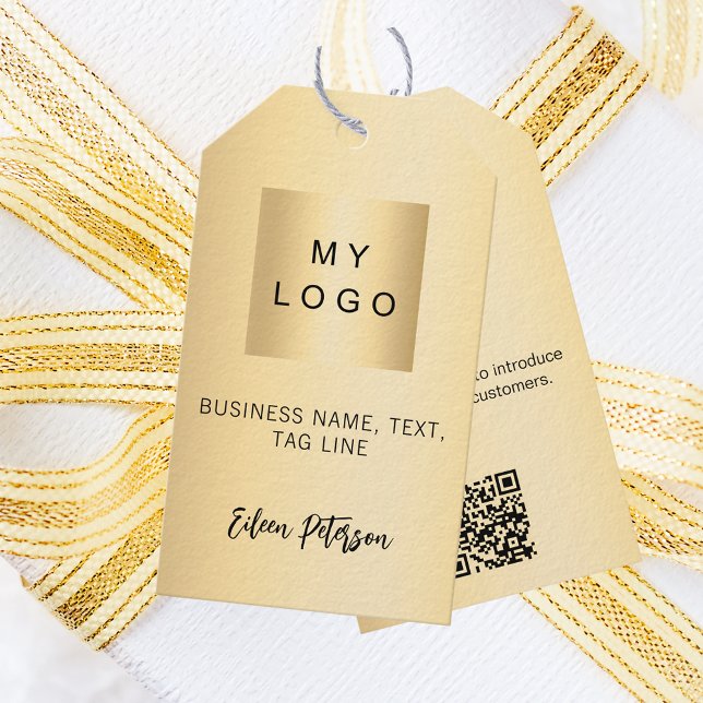 Gold business logo photo QR code hang tag (Creator Uploaded)