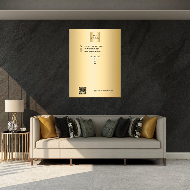 Gold business logo qr code custom text poster (Creator Uploaded)