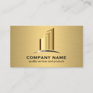 Gold Business Logo   Real Estate Buildings Business Card
