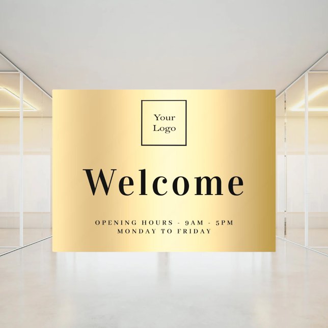 Gold business logo welcome opening hours window cling (Creator Uploaded)