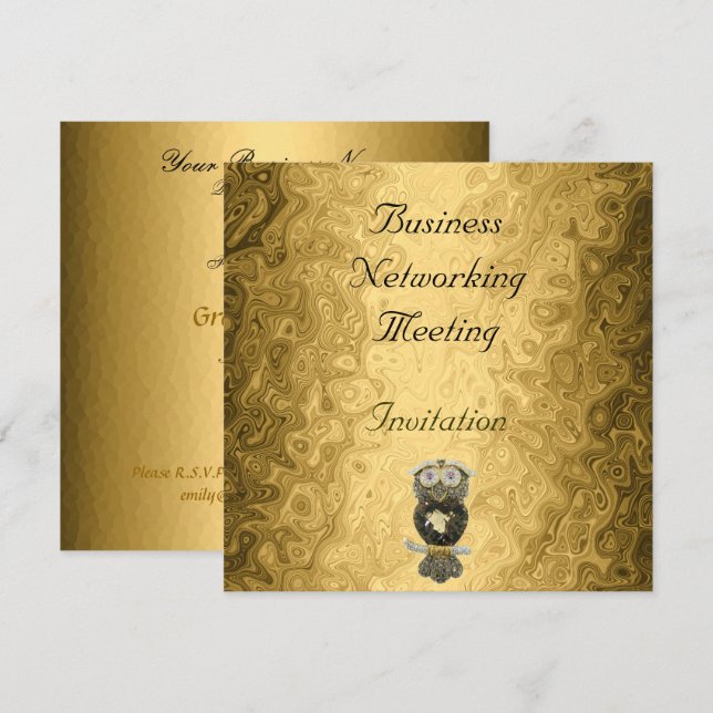 Gold Business Meeting Invitation Change Logo (Front/Back)