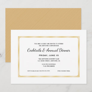 Gold Business Professional Cocktails & Dinner Invitation