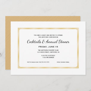 Gold Business Professional Cocktails & Dinner Invitation