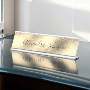 Gold Business Professional Foil Modern Desk Name Plate