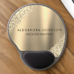 Gold Business Professional Sparkle Glitter Gel Mouse Mat<br><div class="desc">Gold Glitter Faux Sparkle Glitter Metallic Foil Minimalist Business Mousepad (Mouse Pad) with black lettered typography for the monogram. The Girly Business design can be customised with your name. Please contact the designer for customised matching items.</div>