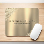 Gold Business Professional Sparkle Glitter Mouse Mat<br><div class="desc">Gold Glitter Faux Sparkle Glitter Metallic Foil Minimalist Business Mouse Pad with black lettered typography for the monogram. The Girly Business Supplies can be customised with your name. Please contact the designer for customised matching items.</div>