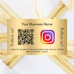 Gold business qr code instagram rectangular sticker
