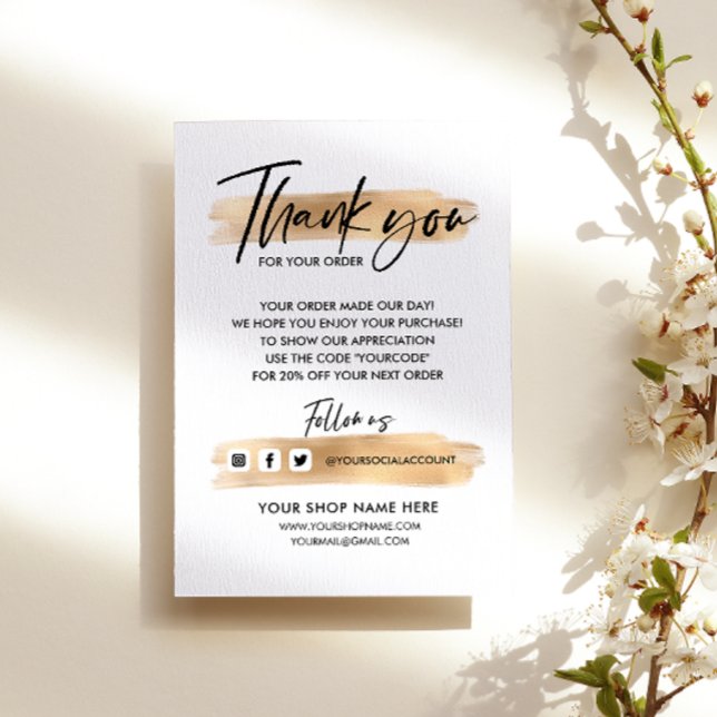 Gold Business THANK YOU HAND LETTERED QR CODE Enclosure Card (Creator Uploaded)