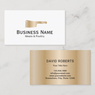 Gold Butcher Meat Cleaver Meats & Poultry Market Business Card