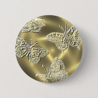 GOLD BUTTERFLIES 6 CM ROUND BADGE