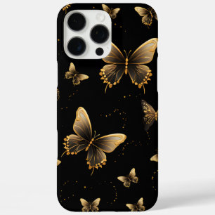 Gold Butterflies Black iPhone 16 Pro Max Case
