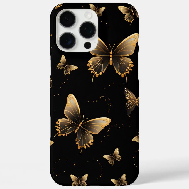 Gold Butterflies Black Case-Mate iPhone Case (Back)
