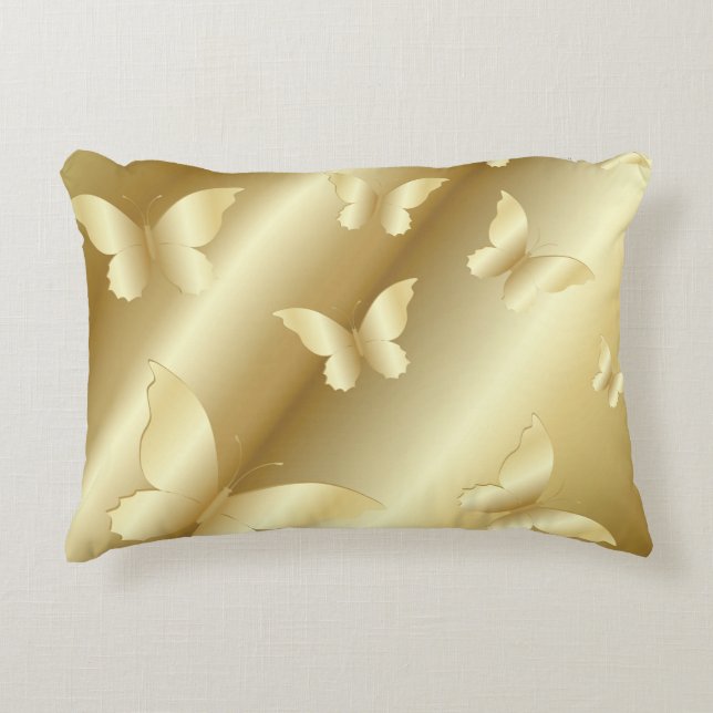 Gold butterflies,golden,shining,royal,template, decorative cushion (Front)