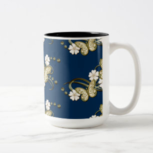 Gold Butterflies Pattern Decorative Floral Mug