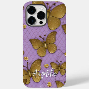 Gold Butterflies Personalised Name Case-Mate iPhone 14 Pro Max Case